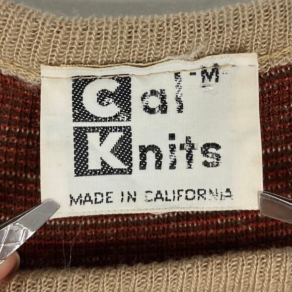 Vintage CAL KNITS Sweater Tunic Vest Cape Poncho M Aztec Western Folk Native - Picture 4 of 12